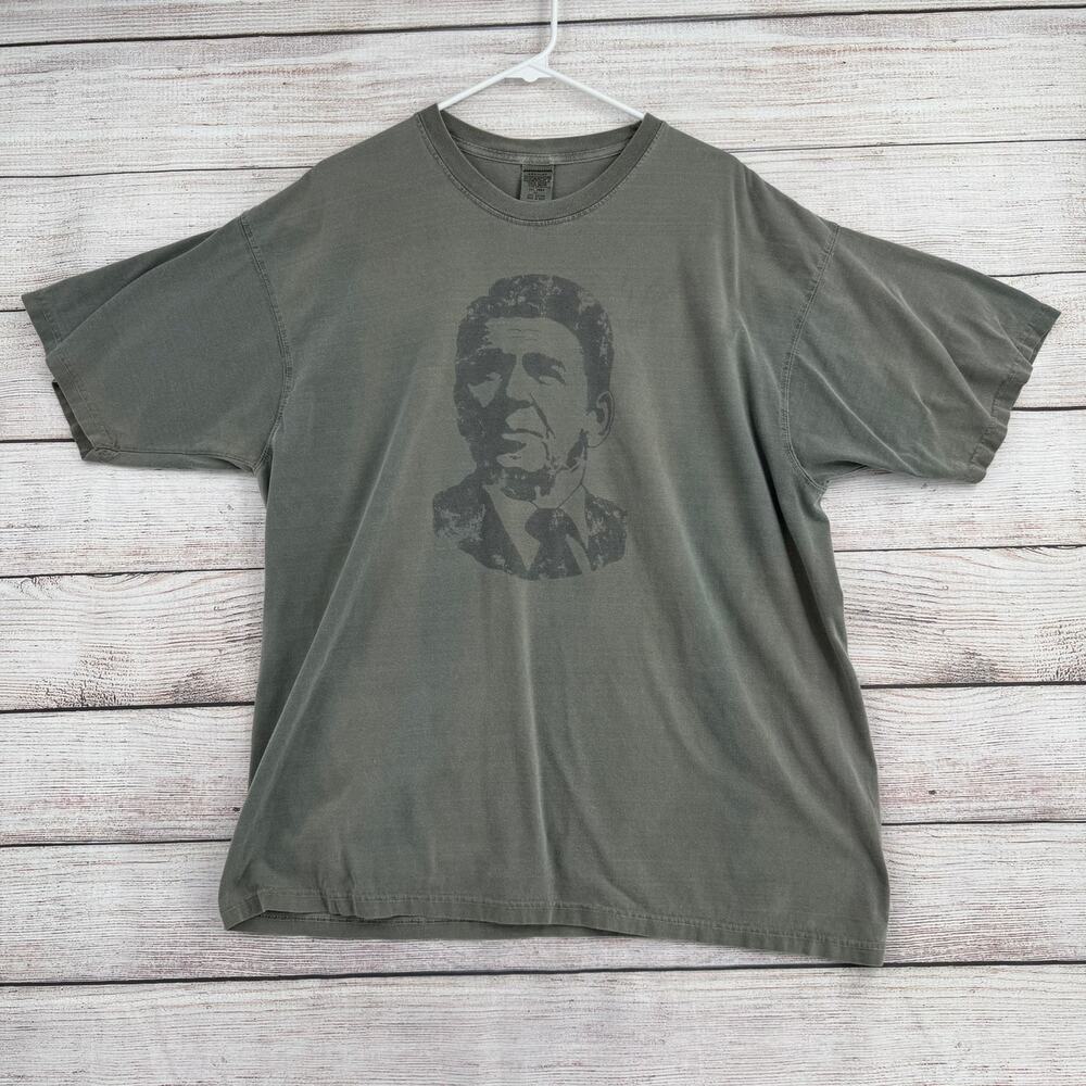 Genuine Desert Wash Ronald Reagan Short Sleeve T-Shirt Mens XL Green